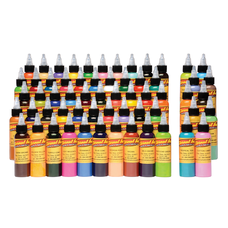 Conjunto De 50 Botellas De Tinta De Tatuaje Eternal Ink Gold Set 30ml