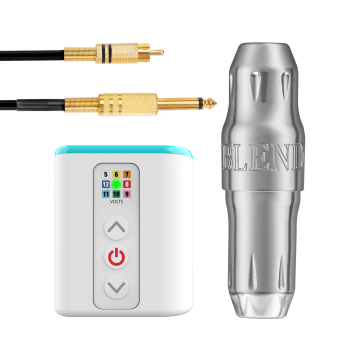 Pack de Dermógrafo Perma Pen, Batería Microbeau Airbolt Mini y Killer Beauty Cable RCA - Plateado