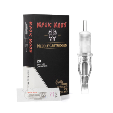 Caja de 20 Cartuchos de Agujas Tatuaje Magic Moon 0.30MM Magnum Curvadas Cono Largo