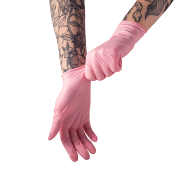 Caja de 100 Guantes Saferly Nitrilo Rosas