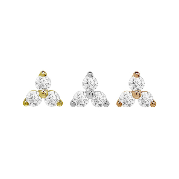 Parte superior sin rosca Trinity con piedras engastadas de oro de 14 kt de Tilum