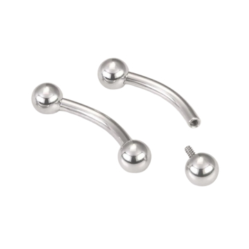 Barbell curvo de titanio con rosca interna y bolas de Tilum