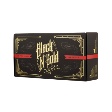 Caja de 50 AgujasBlack N Gold Legacy Premium - Straight Round Liner