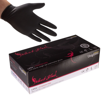 Caja De 100 Guantes Unigloves Select Latex Sin Polvo Color Negro