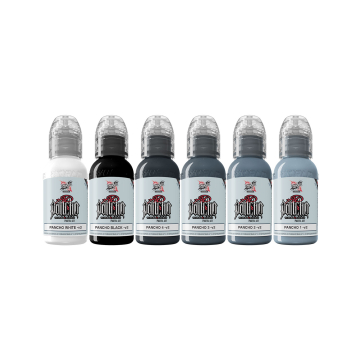 Set de Tintas Para Tatuar World Famous Limitless - A.D. Pancho Pastel Grey  v2 - 6x 30 ml