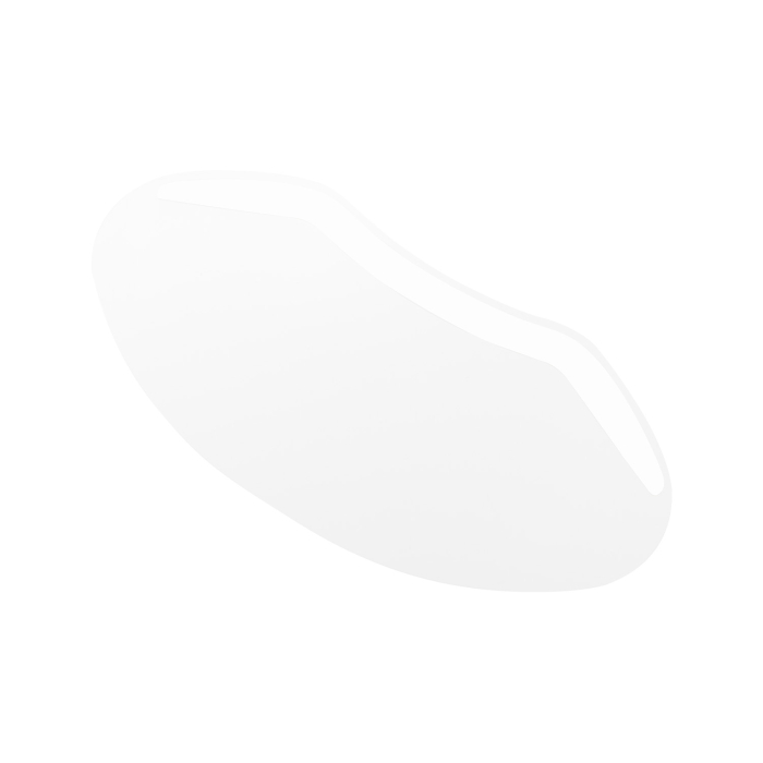 Un objet blanc translucide, de forme irrégulière et aux bords lisses – l’un des 25 protège-cils pour la douche Killer Beauty, présenté sur fond blanc uni.