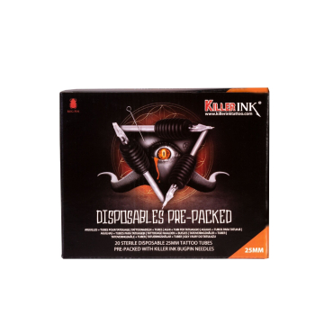 Caja Mixta De 20 Conjuntos Desechables Mango 25MM Agujas Killer Ink Precision Bugpin 0.25MM