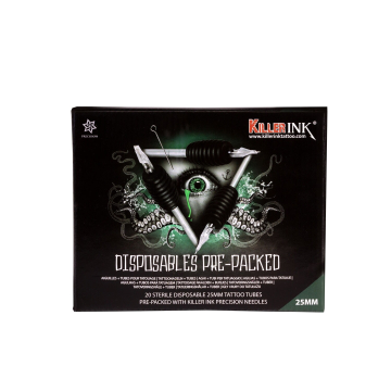 Caja Mixta De 20 Conjuntos Desechables Mixtos Mango 25MM Agujas Killer Ink Precision 0.35MM