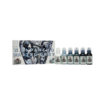 Set de Tintas Para Tatuar World Famous Limitless - A.D. Pancho Pastel Grey  v2 - 6x 30 ml