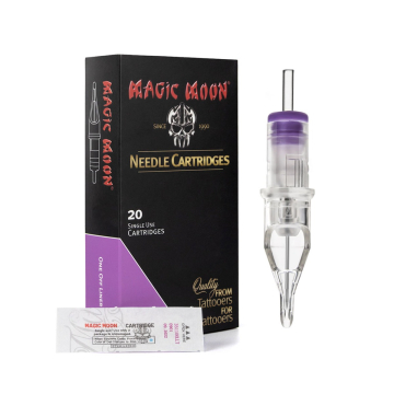Caja de 20 Cartuchos de Agujas Tatuaje Magic Moon 0.30MM Redondas Para Línea Huecas Cono Largo