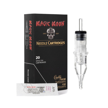 Caja de 20 Cartuchos de Agujas Tatuaje Magic Moon 0.35MM Redondas Para Línea Cono Medio