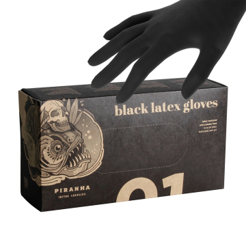 Caja de 100 Guantes Piranha Negro Látex