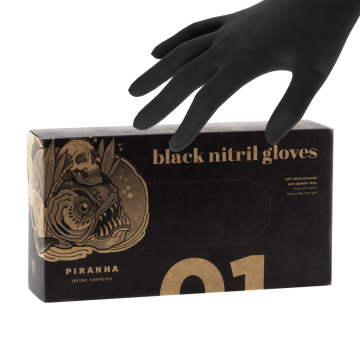 Caja de 100 Guantes Piranha Negro Nitrilo