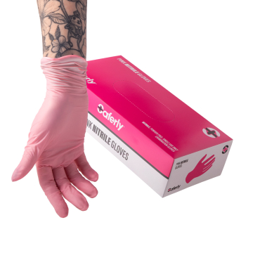 Caja de 100 Guantes Saferly Nitrilo Rosas - Caja de 10