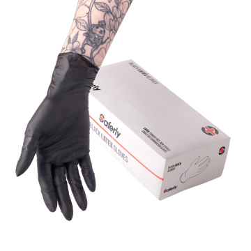 Caja de 100 Guantes Saferly Látex Negros - Caja de 10