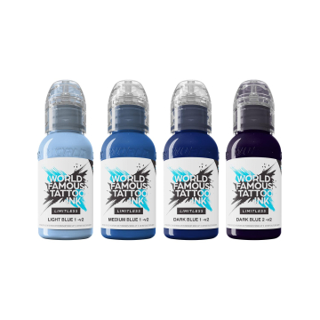 Tinta Para Tatuar World Famous Limitless - Colección Shades of Blue - 4x 30 ml