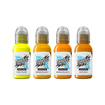 Tinta Para Tatuar World Famous Limitless - Colección Shades of Yellow - 4x 30 ml
