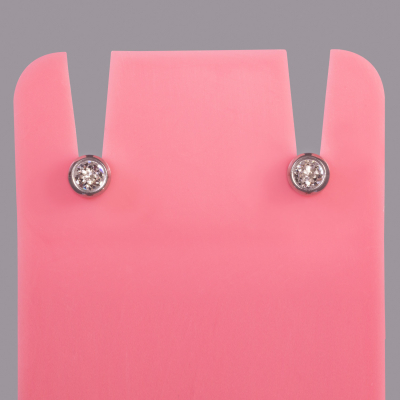 Mini pendientes Studex April Crystal Bezel - Acero inoxidable