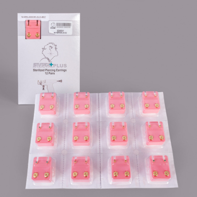 12 Pares de mini Studex brillantes 12 colores - Chapado en oro