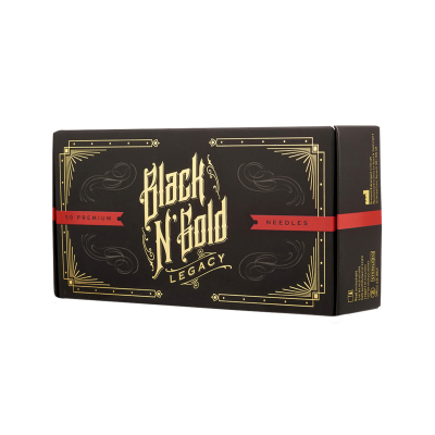 Caja de 50 AgujasBlack N Gold Legacy Premium - Straight Round Liner