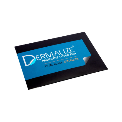 Paquete de 5 Hojas Precortadas Dermalize Pro Total Black Sun Block - Película Protectora para Tatuajes - 15 x 10 cm