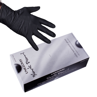 Caja De 100 Guantes Uniglove Pearl Nitrilo Color Negro