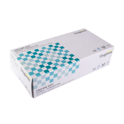 Caja De 100 Guantes Unicare Nitrilo Color Azul