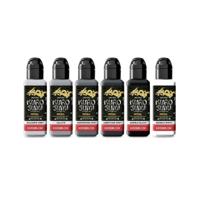 Tinta para Tatuar Kuro Sumi Imperial - Set Marble Stone - 6 x 44 ml