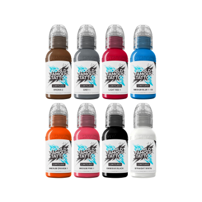 Tinta Para Tatuar World Famous Limitless  - Set 2 Primary Colours - 8x 30 ml