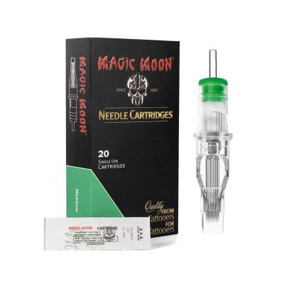 Caja de 20 Cartuchos de Agujas Tatuaje Magic Moon 0.30MM Magnum Cono Medio