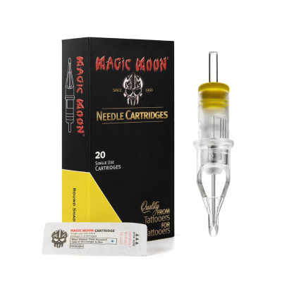 Caja de 20 Cartuchos de Agujas Tatuaje Magic Moon 0.30MM Redondas Para Sombra Cono Largo