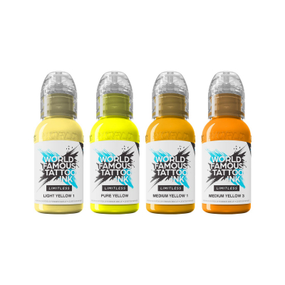 Tinta Para Tatuar World Famous Limitless - Colección Shades of Yellow - 4x 30 ml