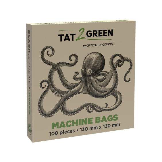 Tat2Green - Caja de 100 Fundas Negras para Máquina - 130mm x 130mm