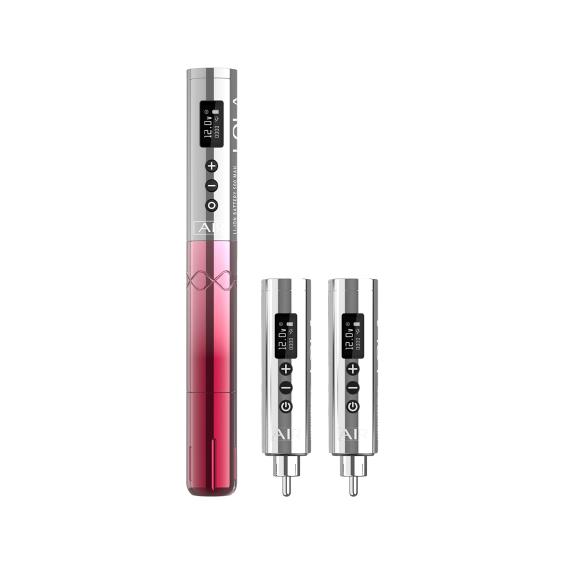 EZ Lola Air Wireless PMU Machine con Dos Baterías Adicionales - Silver & Pink Gradient