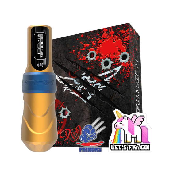 FK Irons Flux Max con 2x PowerBolt II - Longitud de Carrera de 4.0 mm - Logan (Amarilla/Azul Mate)