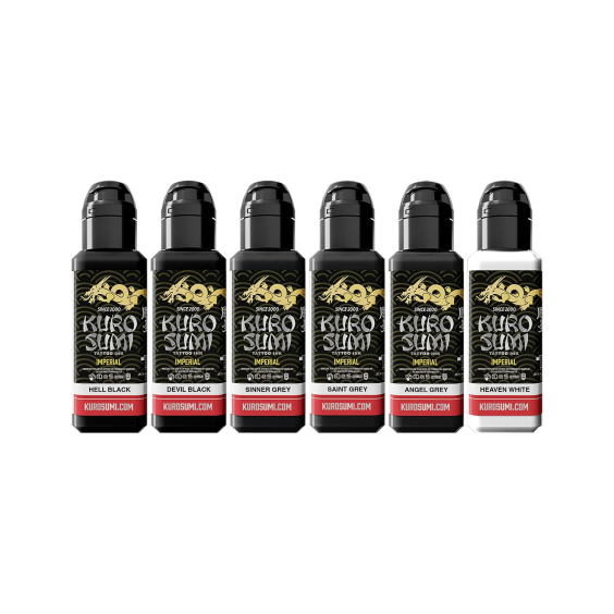Tinta Para Tatuar Kuro Sumi Imperial - Set Greywash Shading 6 x 44 ml