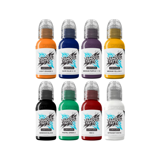 Tinta Para Tatuar World Famous Limitless - Set 1 Primary Colours - 8x 30 ml