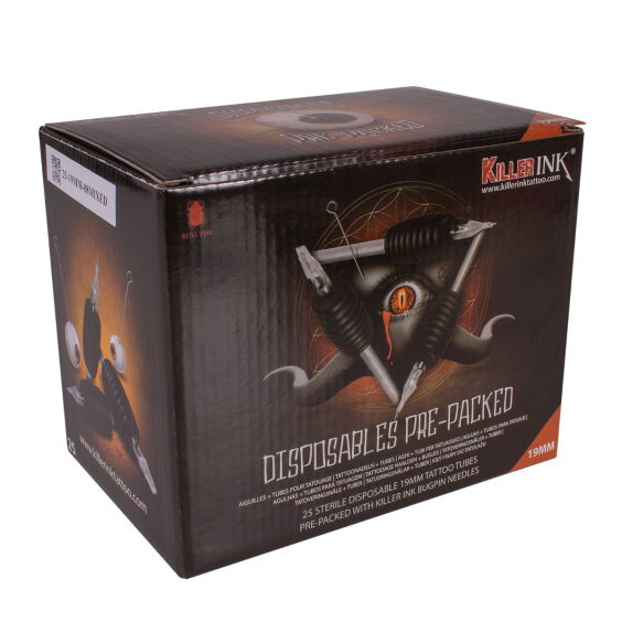 Caja Mixta De 25 Conjuntos Desechables Mango 19MM Agujas Killer Ink Precision Bugpin 0.25MM