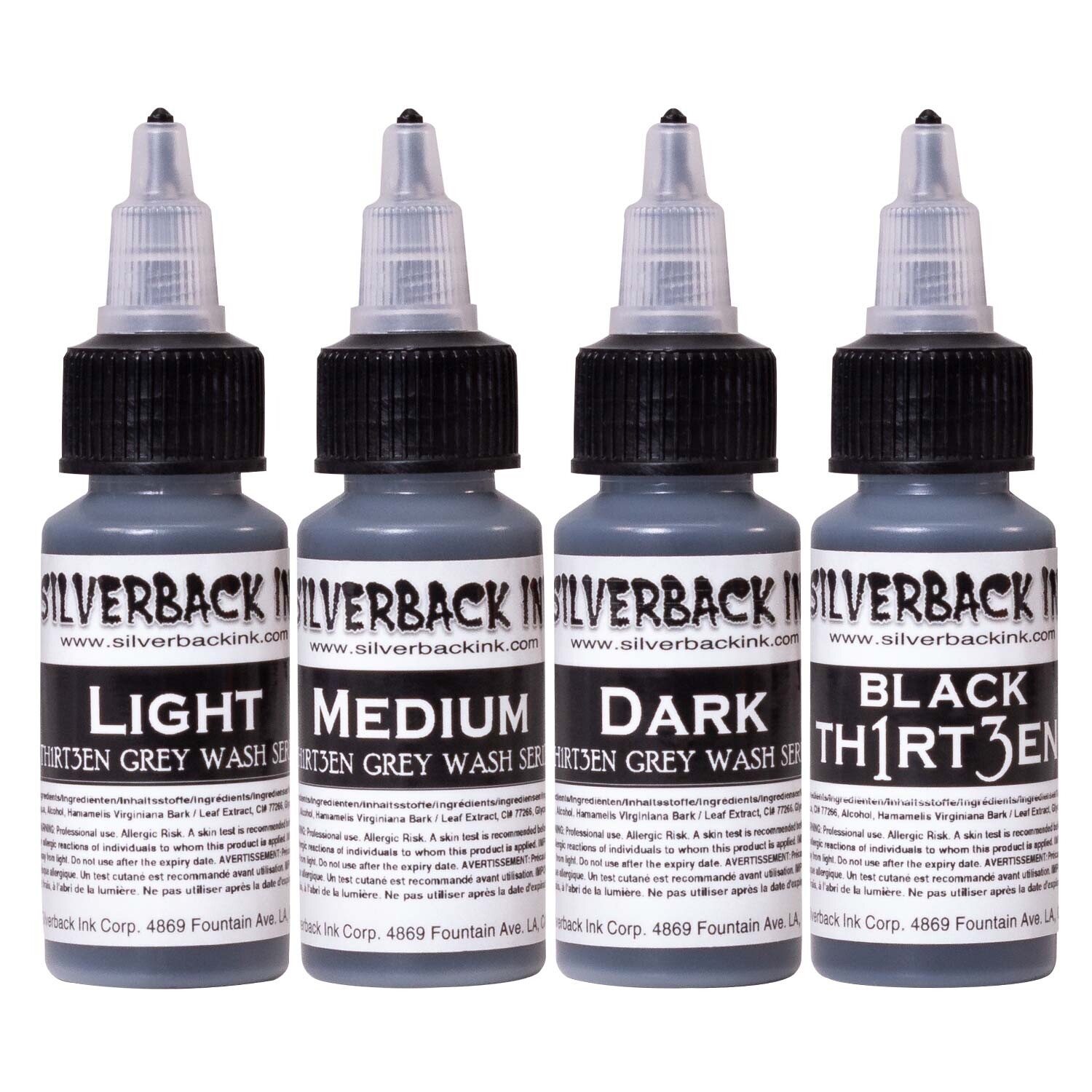 Silverback Ink® Black Th1rt3en y 3 Shade Grey Wash Series Set