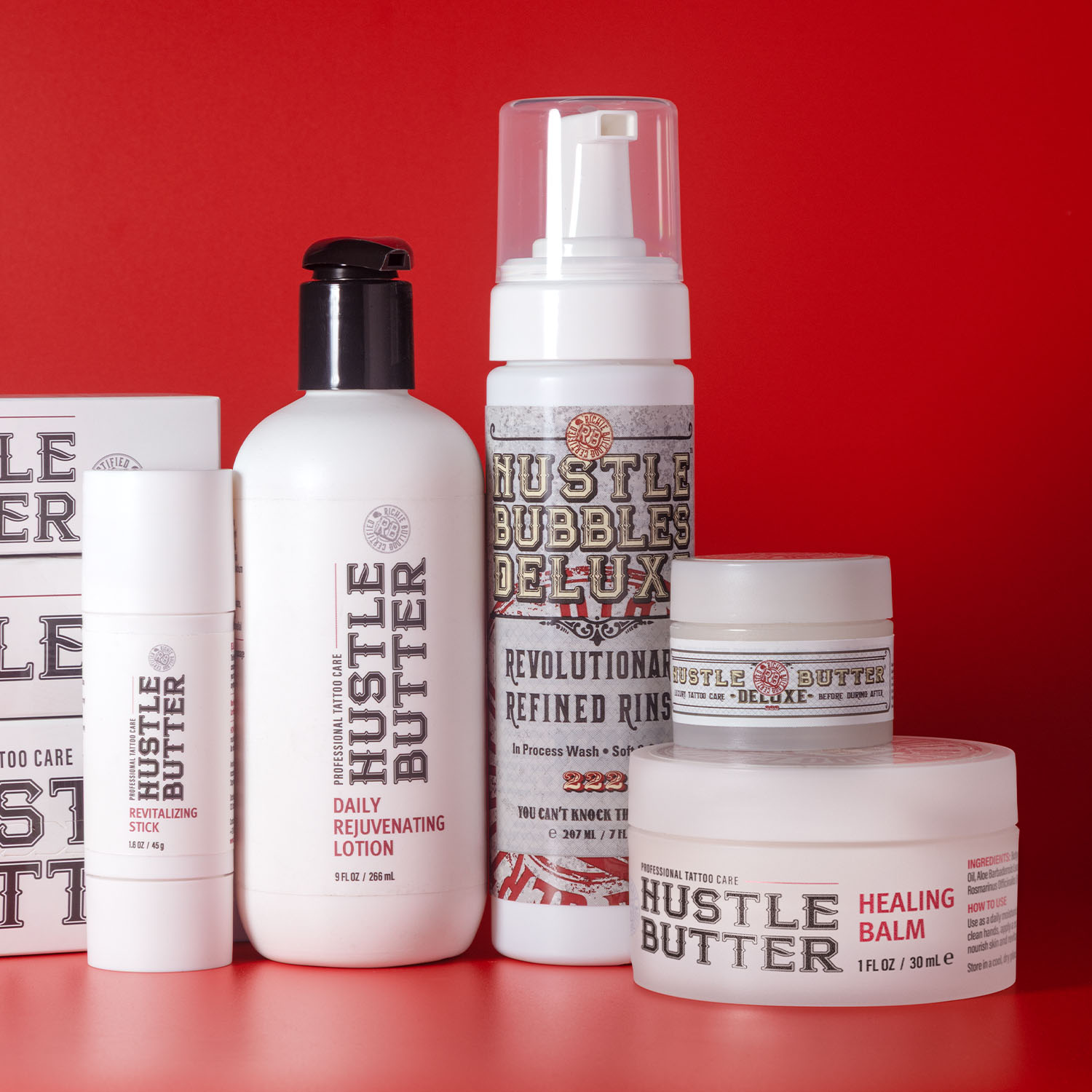 Productos esenciales de higiene y cuidado posterior de Hustle Butter